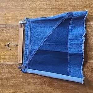 Denim patchwork miniskirt